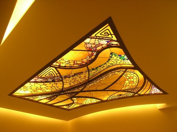 комбинированный потолок с подсветкой фото