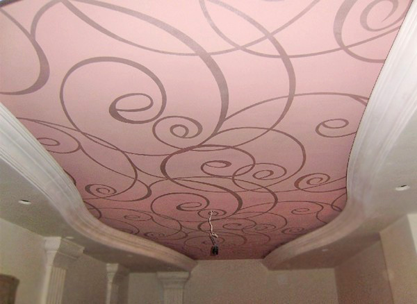 тканевый потолок с рисунком фото